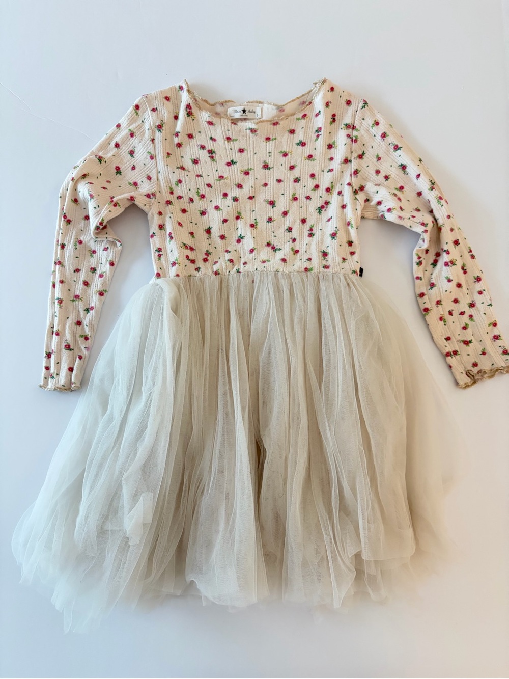 Petite Hailey Vintage Flower Tutu Dress Girls Size 5 Ribbed Long Sleeve